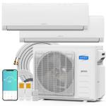 ROVSUN 38000 BTU Dual Zone WIFI Mini Split AC/Heating System, 20 SEER2 2 Zone (12K/24K) BTU Ductless Split Air Conditioner with Pre-Charged Condenser, Heat Pump & 25Ft Line Set, 208-230V