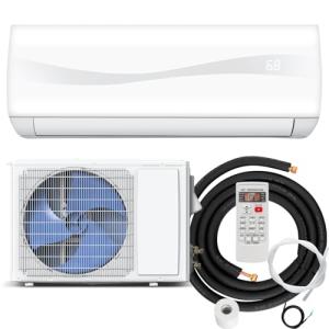 RELAX4LIFE Mini Split Ac/Heating System, 12000 BTU Ductless Mini Split Air Conditioner w/Heat Pump, Remote Control, Cools Up to 750 Sq.Ft, Installation Kit, 17 SEER2 208-230V Inverter Split AC Unit