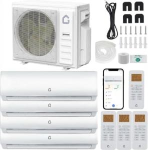 4 Zone 35,000 BTU Ductless Mini Split AC Unit System | Ultra High 19 SEER2 Inverter Heat Pump 208-230V | WiFi & Voice Control | Complete AC/Heating System (9K+9K+12K+12K BTU)