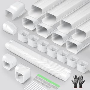 Mini Split Line Set Cover: 3 Inch 13Ft DIY Decorative Outdoor PVC Tubing Cover Kit for Mini Split, Air Conditioner, Central AC and Heat Pumps