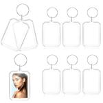 10 Pcs Acrylic Photo Keychain Picture Frame Keychain Double Sided Blank Personalised Photo Key Fob Holder with Split Ring Rectangle DIY Picture Frames for Insert Photoes Women Men Festival Gifts