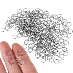 100 Pcs 6mm Mini Split Rings, Small Keyring Loop Double Loops Opean Jump Rings for Jewelry Making Stainless Steel Metal Ring Connectors for Necklaces Bracelets Earrings Crafts DIY Crafts (Silver)