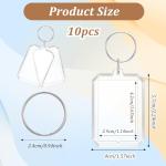 10 Pcs Acrylic Photo Keychain Picture Frame Keychain Double Sided Blank Personalised Photo Key Fob Holder with Split Ring Rectangle DIY Picture Frames for Insert Photoes Women Men Festival Gifts