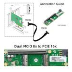 cablecc 2 Port 74Pin PCI-E 16X to PCI-E 5.0 MCIO 8i SFF-TA-1016 Adapter Mini Cool Edge IO Female PCI Expansion Card Adapter with 6Pin GPU Power Port for Expansion Graphics