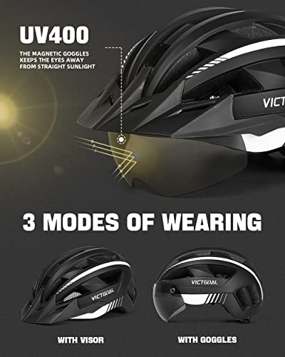 VICTGOAL Adjustable LED Bike Helmet with Goggles