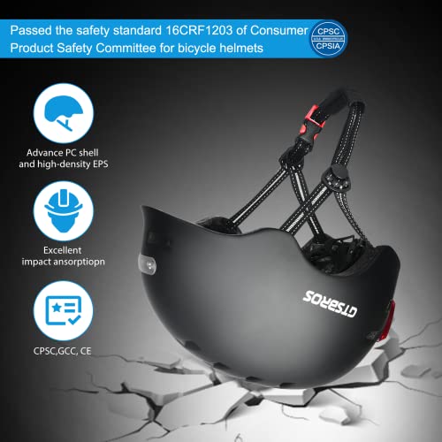 GTSBROS Adjustable Adult Bike Helmet with LED Lights