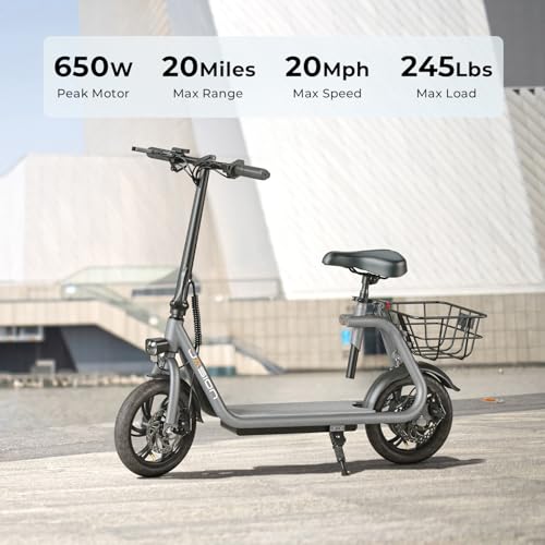 Jasion Folding Electric Scooter, 650W, 20MPH Speed