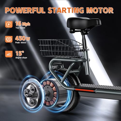TST Foldable Electric Scooter with Seat and Basket