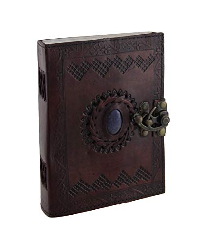 Blue Stone Leather Journal with Clasp (Brown)