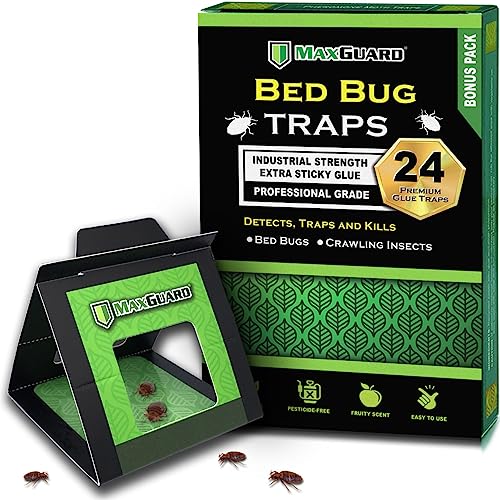 Non-Toxic MaxGuard Bed Bug Traps (24) - Kills Insects