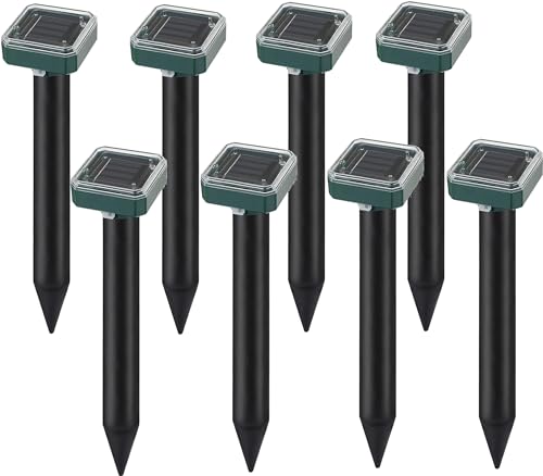 8 Pack Solar Ultrasonic Mole Repellent for Outdoor Rodents