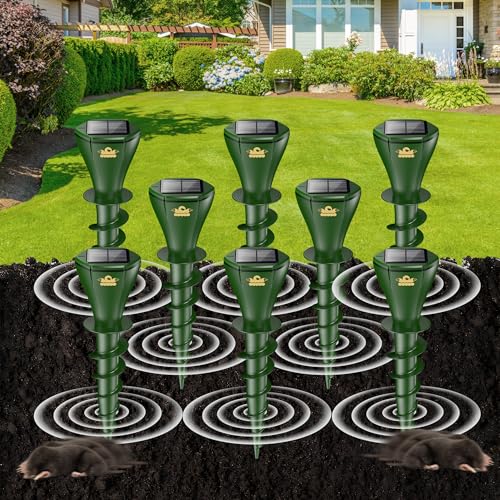 Solar Powered Mole Repellent for Lawns | 8PCS