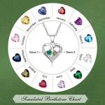 Personalized Silver Heart Necklace with Birthstones