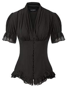Victorian Black Puff Sleeve Dressy Top