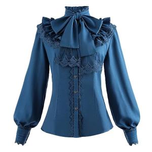 Nuoqi Women's Vintage Gothic Ruffle Blouse