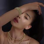 14K Gold-Plated Pearl Stretch Bracelet for Women