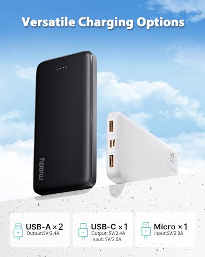 Miady 10000mAh Dual USB Power Bank 2-Pack