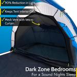 Trail Hartland 4 Man 2 Room Tent With Living Area and Awning, 3000mm Waterproof Rating, Tunnel Tent with Dark Zone Bedroom Technology, Family Camping, Bag Included (420cm x 210cm x 140/115cm)