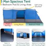 Trail Shilstone 5 Man Tent, Large Family Camping Tunnel Tent, 5000mm Waterproof, Dark Zone Bedroom, Living Area, Standing Height, Front Awning, Cable Access, Bag (L515cm x W330cm x H200cm)