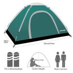 RISEPRO Portable Camping Tent, 2 Person Lightweight Tent, Waterproof Windproof, UV Protection, Perfect for Beach, Outdoor, traveling, hiking, camping, hunting, fishing, etc DC