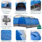 Trail Shilstone 5 Man Tent, Large Family Camping Tunnel Tent, 5000mm Waterproof, Dark Zone Bedroom, Living Area, Standing Height, Front Awning, Cable Access, Bag (L515cm x W330cm x H200cm)