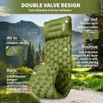 HiiPeak Camping Sleeping Pad, Ultralight Camping Mat with Pillow Built-in Foot Pump Inflatable Sleeping Pads Compact for Backpacking Hiking Traveling Tent (Green)