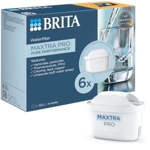 BRITA MAXTRA PRO Pure Performance Water Filter Cartridge - 6 Pack - Original BRITA Refill reducing impurities, Chlorine, PFAS, pesticides and limescale for tap Water with Better Taste