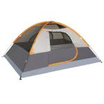 Amazon Basics Dome Camping Tent with Rainfly and Carry Bag, 3-Season Easy Set-Up Tent, 2 Person, Orange And Grey