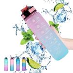 Gaiayhc Sports Water Bottle 1 L,Motivational Water Bottle with Time Marker and Straw,30oz Leakproof Design Water Bottle Sports,Hiking,Gym,Fitness,Outdoor,Cycling,School & Office