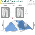 Trail Hartland 4 Man 2 Room Tent With Living Area and Awning, 3000mm Waterproof Rating, Tunnel Tent with Dark Zone Bedroom Technology, Family Camping, Bag Included (420cm x 210cm x 140/115cm)