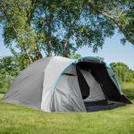 BlueWood Dome Camping Tent for 3-4 Person, Double Layer, Lightweight Holiday Family Camping and Hiking Tent, Waterproof, Sewn-in Groundsheet, Standard, Grey