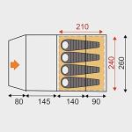 Eurohike Sendero Tent for Four People with Porch and Living Area, 4 Man, Easy to Pitch, Tunnel, Sewn In Groundsheet, Family Camping, Festivals, Wild Camping, Backpacking, 2000mm HH (Green)