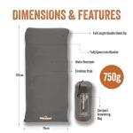 Milestone Camping Rectangular Sleeping Bag for Adults & Kids | Insulated 2 Season for Camping, Hiking, Outdoor Holidays | Grey & Orange | Packs Down Tight | 170cm x 75cm
