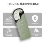 azark Premium Lightweight Sleeping Bag for Adults & Kids, 400 GSM, 4 Season Waterproof Sleeping Bag, Comfortable & Portable, Machine Washable, Camping & Hiking Essential (Black/Green)