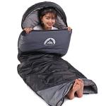 Sleeping Bag 3 Seasons (Summer, Spring, Fall) Warm & Cool Weather - Lightweight,Waterproof Indoor & Outdoor Use for Kids, Teens & Adults for Camping Hiking, Backpacking and Survival (Black Grey)