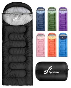 Sportneer Sleeping Bags for Adults - Kids Sleeping Bag 3-4 Season Lightweight Backpacking Sleeping Bag Cold Weather & Warm, Compact, Single Adult Girls Boys Camping Sleep Bag
