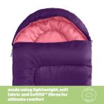 Silentnight Sleeping Bag for Adults - 3 Season Lightweight Soft Thick Cosy Warm Mummy Sleeping Bag for Spring Summer Camping Hiking Outdoor Travel for Warm and Cold Weather - Purple