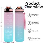 Gaiayhc Sports Water Bottle 1 L,Motivational Water Bottle with Time Marker and Straw,30oz Leakproof Design Water Bottle Sports,Hiking,Gym,Fitness,Outdoor,Cycling,School & Office