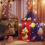 SONGMICS Prince Castle Play Tent for Boys Toddlers, Indoor and Outdoor Playhouse, Portable Pop Up Play Teepee with Carry Bag, Gift for Kids, EN71 Certified, Blue LPT01BU