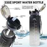 SEASEVEN 1L Water Bottle with Straw,Plastic Drinks Bottle,1 Litre Sports Water Bottles with Time Markings,Girls Boys Waterbottle Leak-Proof & Bpa-Free for Gym,Cycling, Office, Outdoor