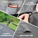 BlueWood Dome Camping Tent for 3-4 Person, Double Layer, Lightweight Holiday Family Camping and Hiking Tent, Waterproof, Sewn-in Groundsheet, Standard, Grey