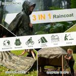 Waterproof Rain Cape Raincoat, Infreecs Rain Poncho for outdoor Camping Military cycling traveling, Hooded Rainwear with Emergency Grommet Corners for Shelter Use