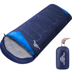 Sleeping Bags for Adults 3 Season Backpacking Lightweight Waterproof Cold Weather Sleeping Bag for Kids Warm Camping Hiking Outdoor Travel Hunting with Compression Bags Navy Blue