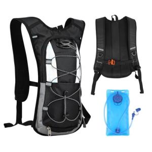 Hydration Backpack Waterproof Breathable Outdoor Sports Backpack with 2L Hydration Bladder for Cycling Camping Fitness Climbing Hiking Hydration Bag 380g for Men and Women Black