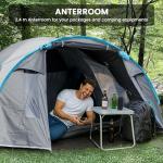 BlueWood Dome Camping Tent for 3-4 Person, Double Layer, Lightweight Holiday Family Camping and Hiking Tent, Waterproof, Sewn-in Groundsheet, Standard, Grey