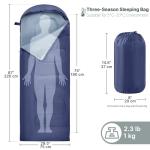 Yaheetech Sleeping Bags for Single Adults, 3 Season Envelope Lightweight Compact Ultralight Backpacking with Portable Carry Bag for Summer, Camping, Hiking & Travel, Indoor & Outdoor Use, Navy Blue
