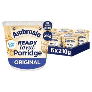 Ambrosia Original Ready to Eat Porridge Pots With British Wholegrain Oats, 210 g (Pack of 6)