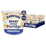Ambrosia Original Ready to Eat Porridge Pots With British Wholegrain Oats, 210 g (Pack of 6)