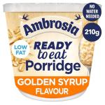 Ambrosia Low Fat Porridge Pots, Ready-to-Eat Golden Syrup Flavour With British Wholegrain Oats, 210 g (Pack of 6)