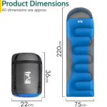 Trail Alpine 400 Hooded Sleeping Bag, 3 to 4 Season Extra Warm Double Quilted 400gsm Hollowfibre Filling, Snug Drawcord Hood, Full Length 2 Way Zipper, Single Adult, Lightweight with Bag (Blue)